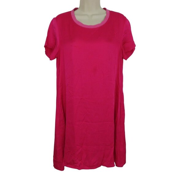 Nation LTD Women Small Pink Short Sleeve Tee T Shirt Dress Round Neck Pockets - Picture 1 of 11